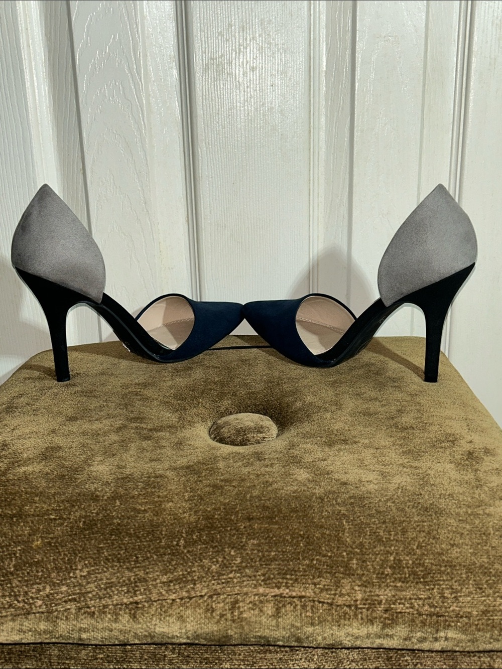 Chinese Laundry Navy and Gray Z-Stella D'Orsay Colorblock Pointed Toe Heels - Picture 5 of 6
